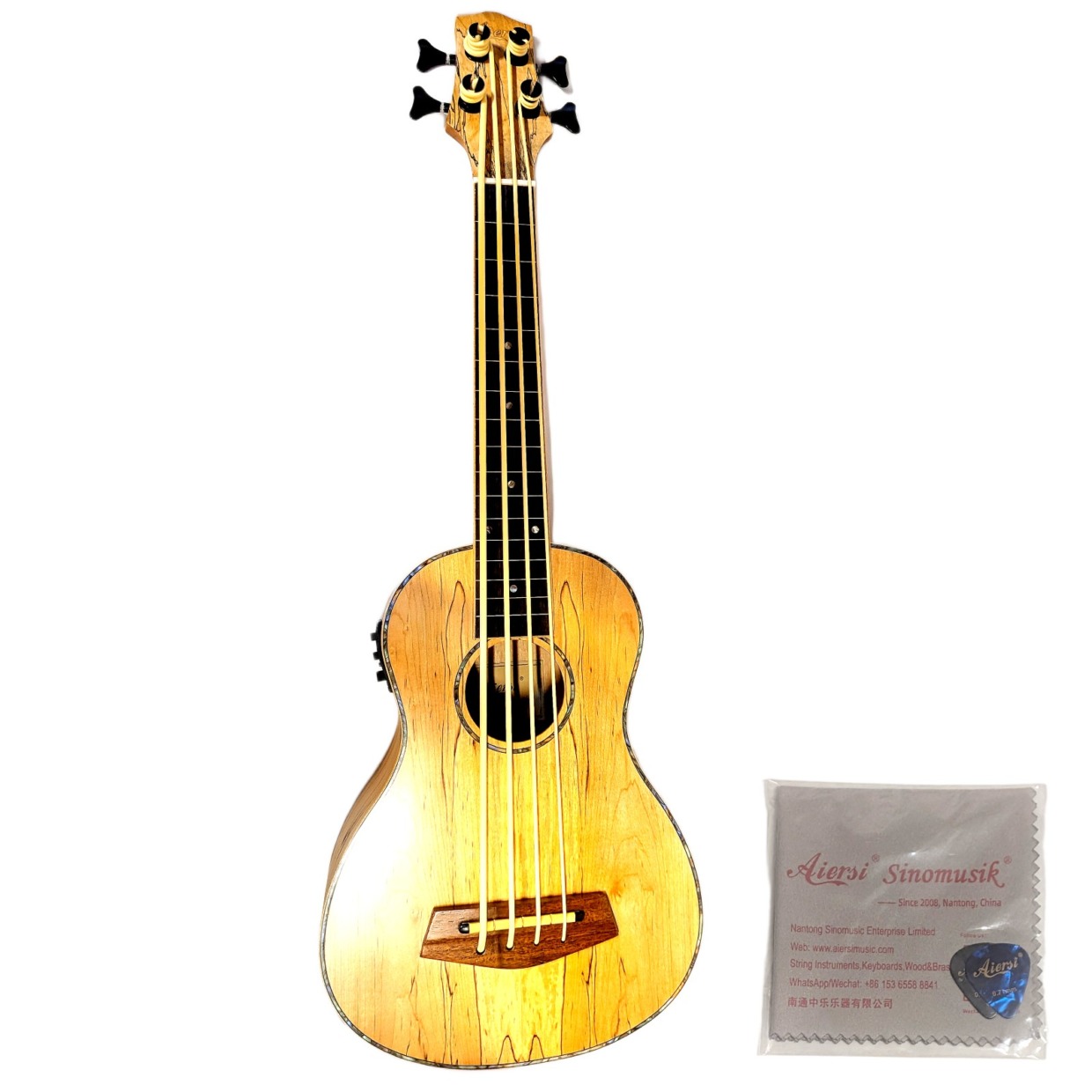 Aiersi ウクレレベース BU-88｜ミニコントラバス　ミニウッドベース　フレットレス ミニベース｜スパールメイプル合板ボディ｜ローズウッド指板｜マホガニーネック｜Aquilaナイロン弦｜LCDチューナー内蔵【クロス付き】
