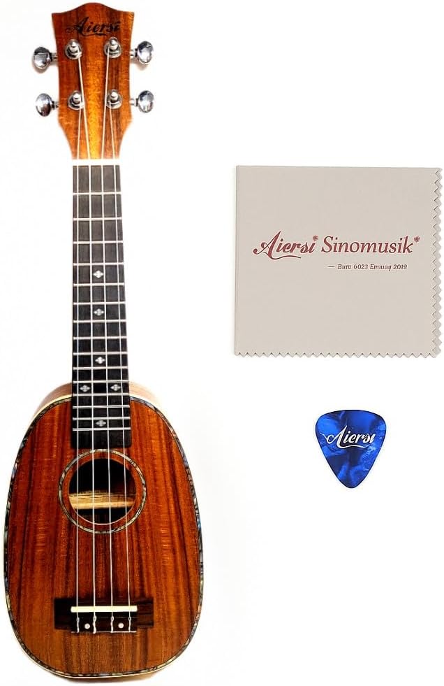 【Aiersi】ウクレレ ソプラノ 21インチ SU-070PP｜パイナップル型｜ラミネートコア材＆Aquila弦｜初心者〜中級者向け