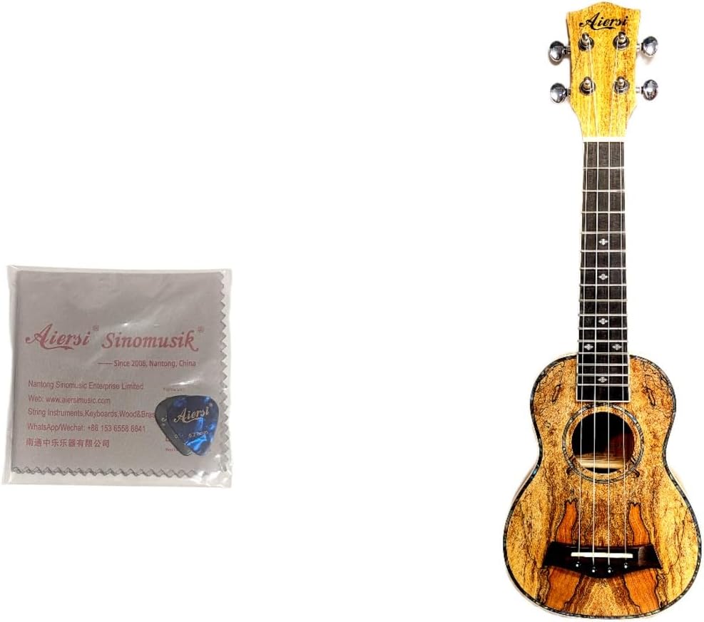 【Aiersi】ウクレレ ソプラノ 21インチ SU-081｜スパールメイプル材ボディ｜初心者〜中級者向け ハーフマット仕上げ