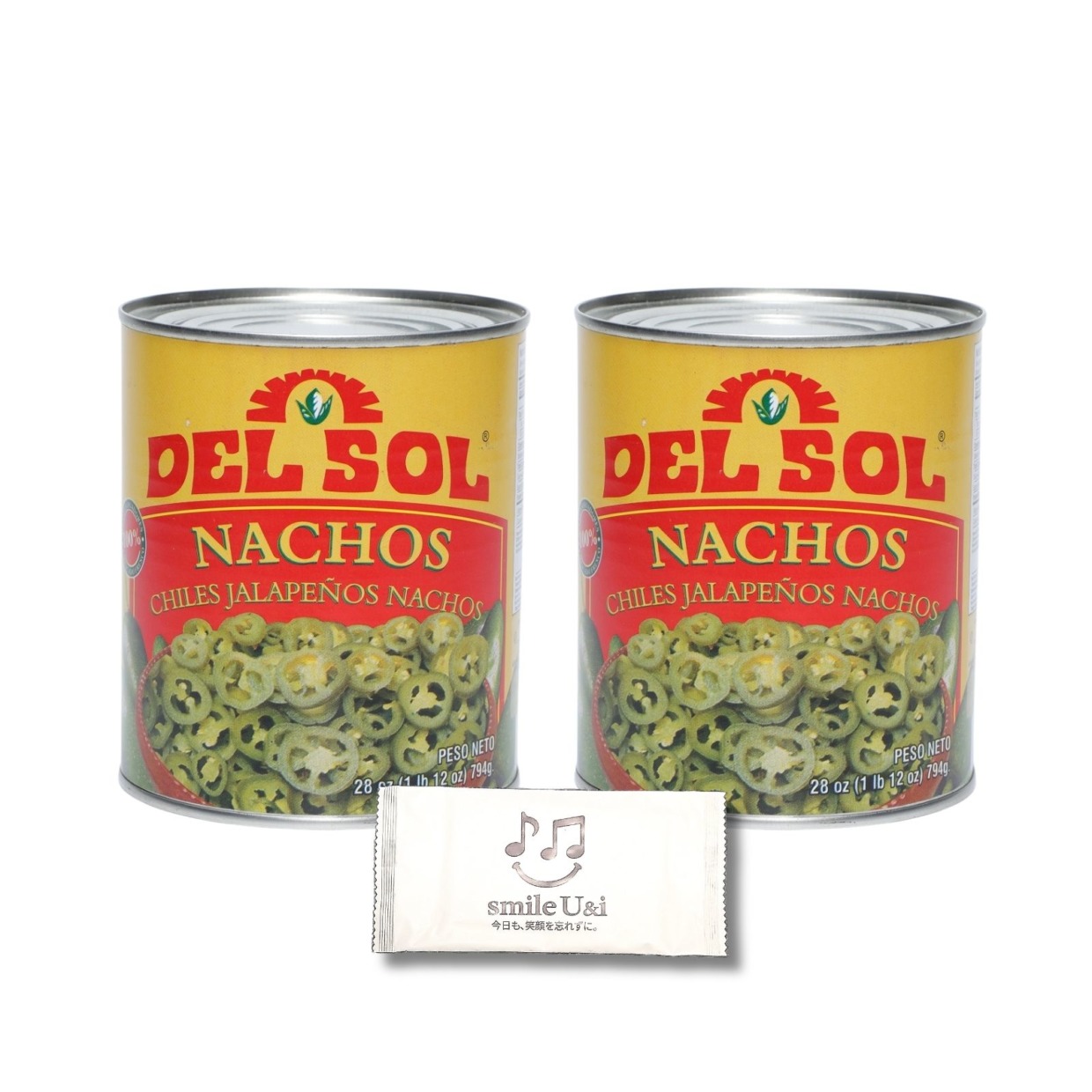 デルソル ナチョスライス 794g（固形量471g）×2缶セット｜ハラペーニョ酢漬け・トッピング用｜ナチョス・タコス・ピザに｜smile U&i おしぼり1枚付き